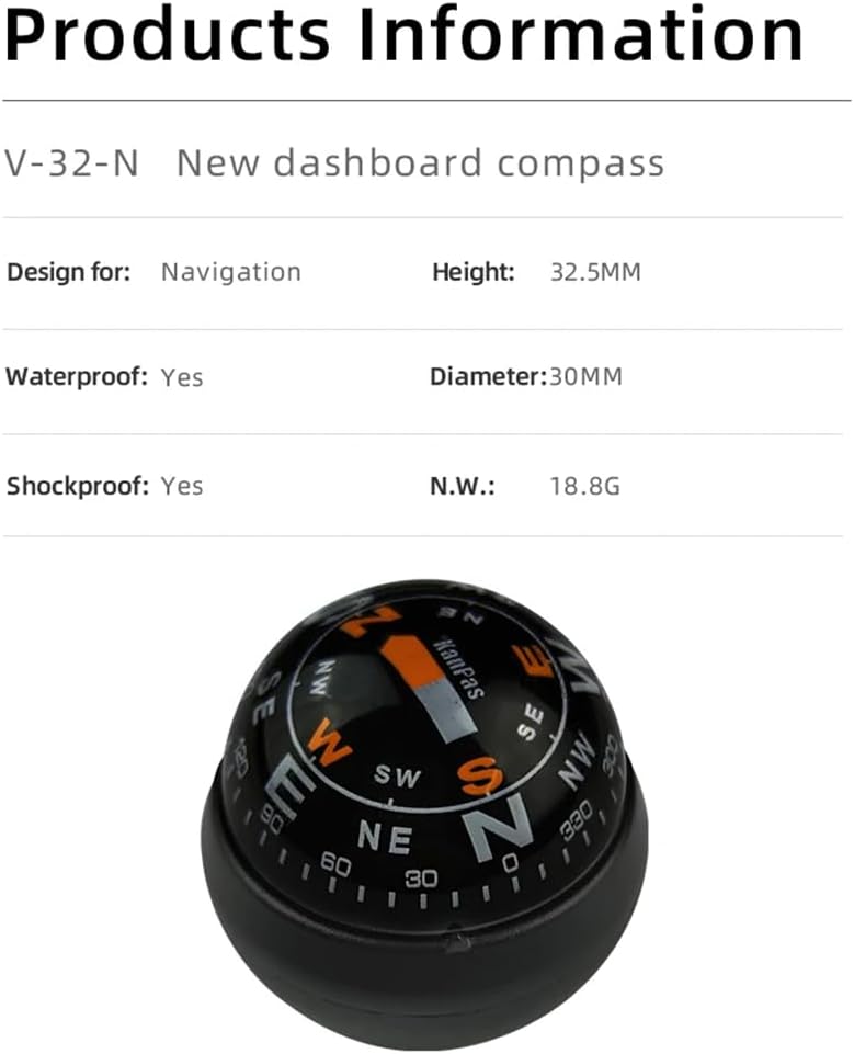 KanPas Dashboard Compass Ball with Double Dials for Cars Boats - Image 3